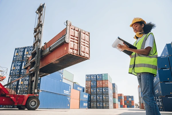 female working container shipping port 600nw 2667078737