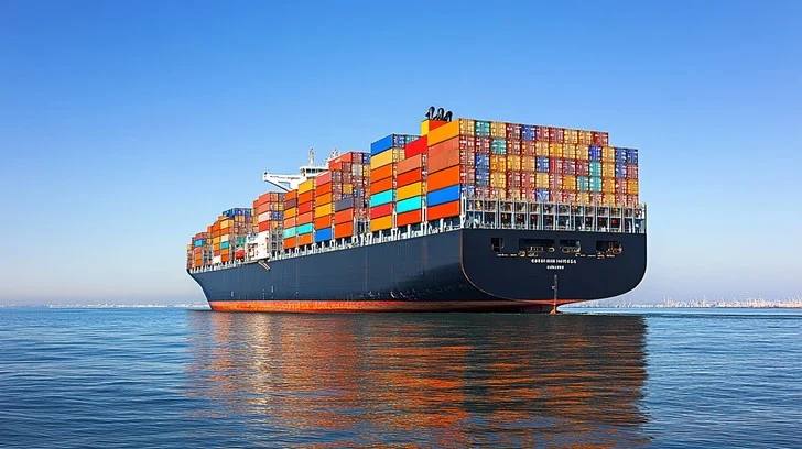 loaded cargo ship stockcake